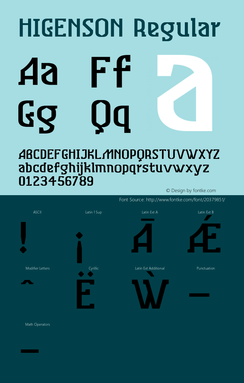 HIGENSON Version 1.000 Font Sample