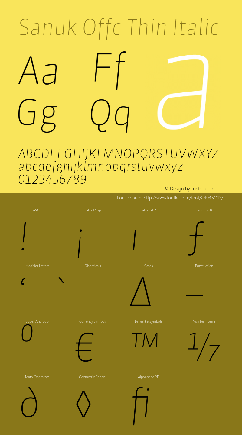 Sanuk Offc Thin Italic Version 7.504; 2010; Build 1023图片样张