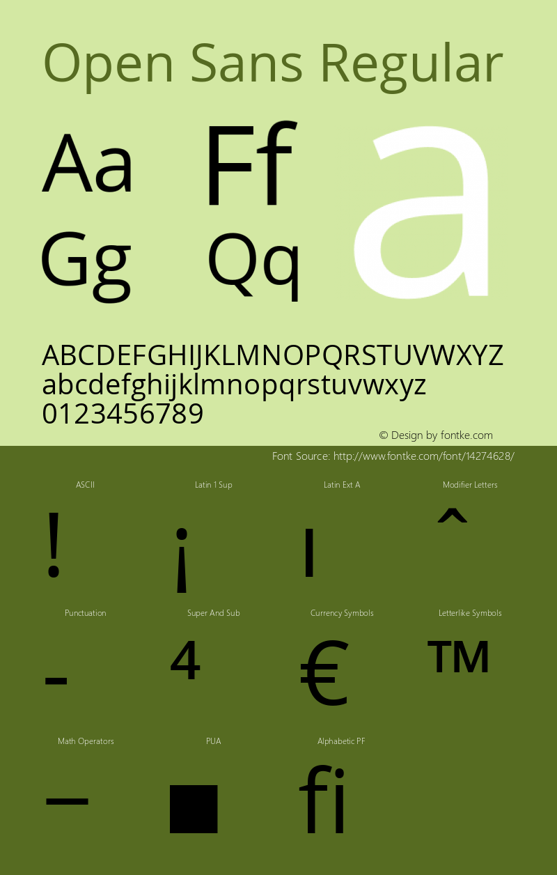 Open Sans Regular Version 1.10 Font Sample