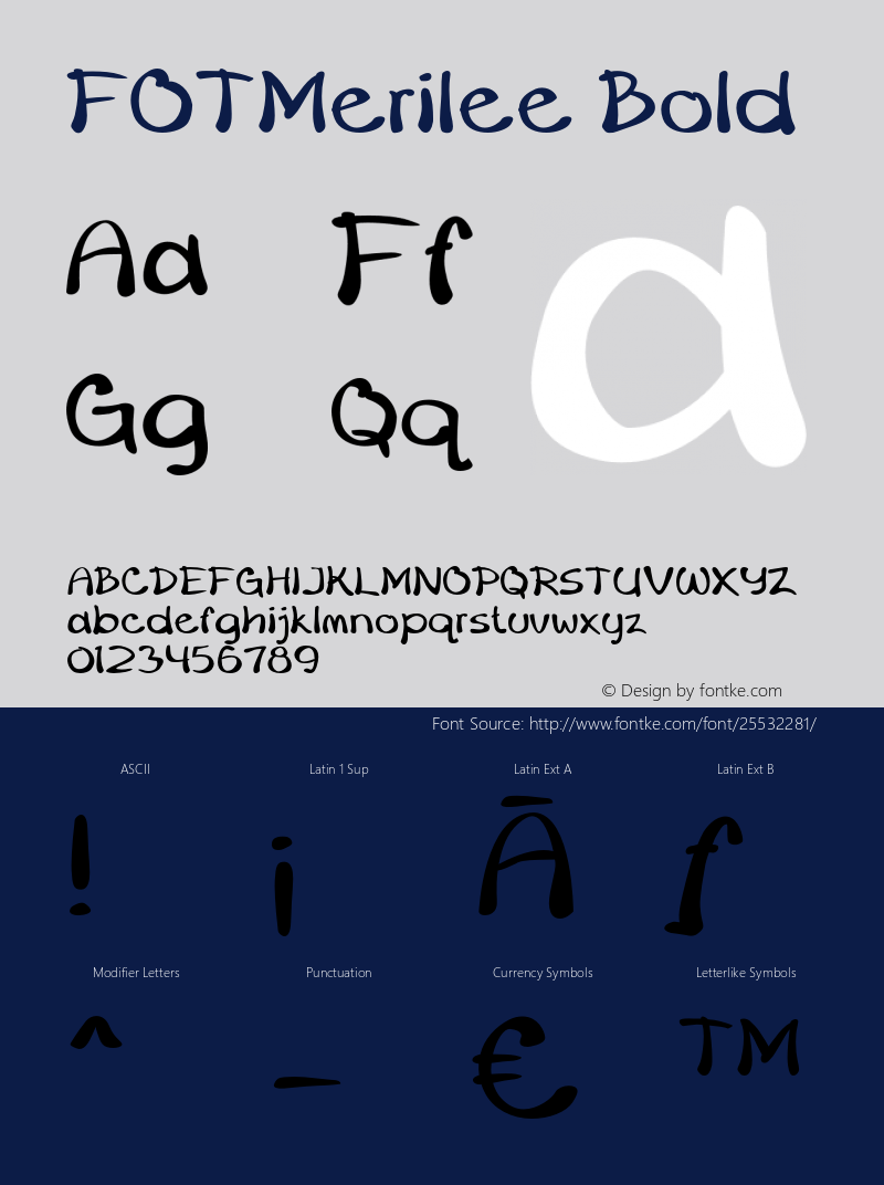 FOTMerileeBold Version 1.500 Font Sample