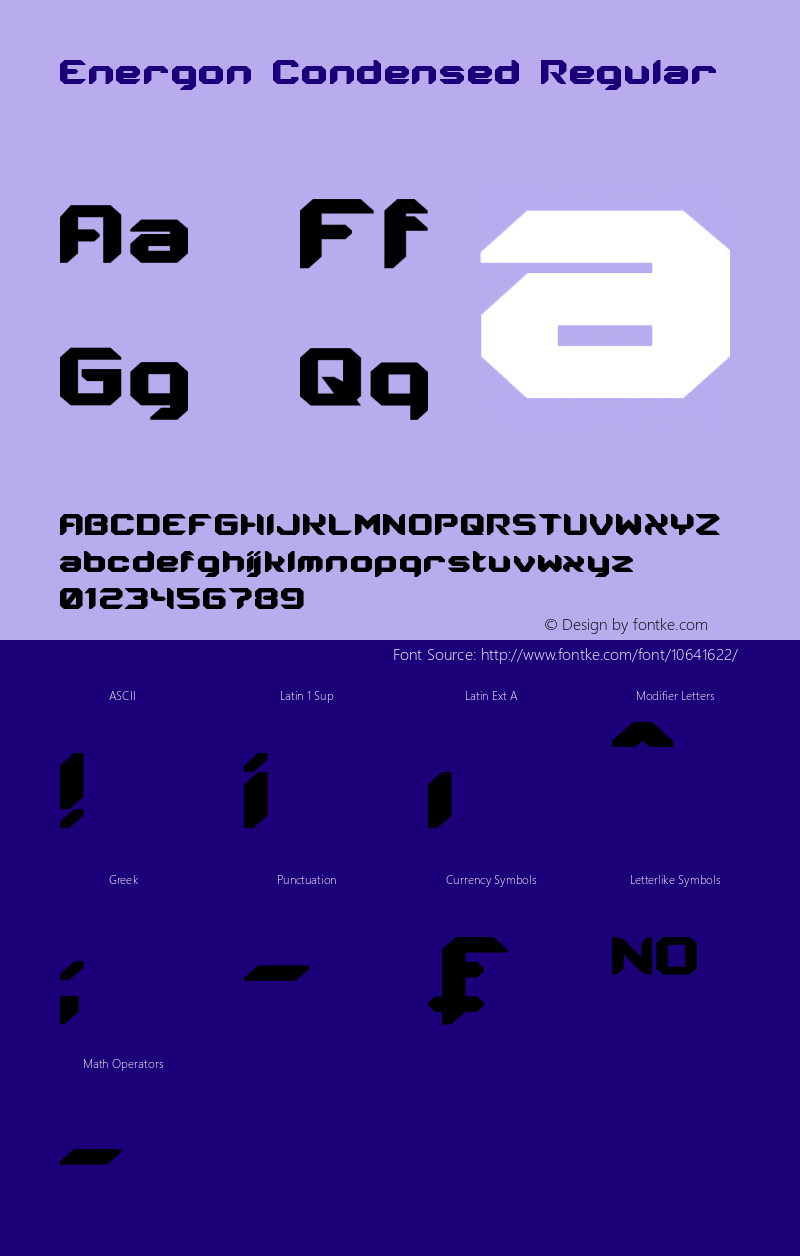 Energon Condensed Regular Version 1.10 January 22, 2015 Font Sample