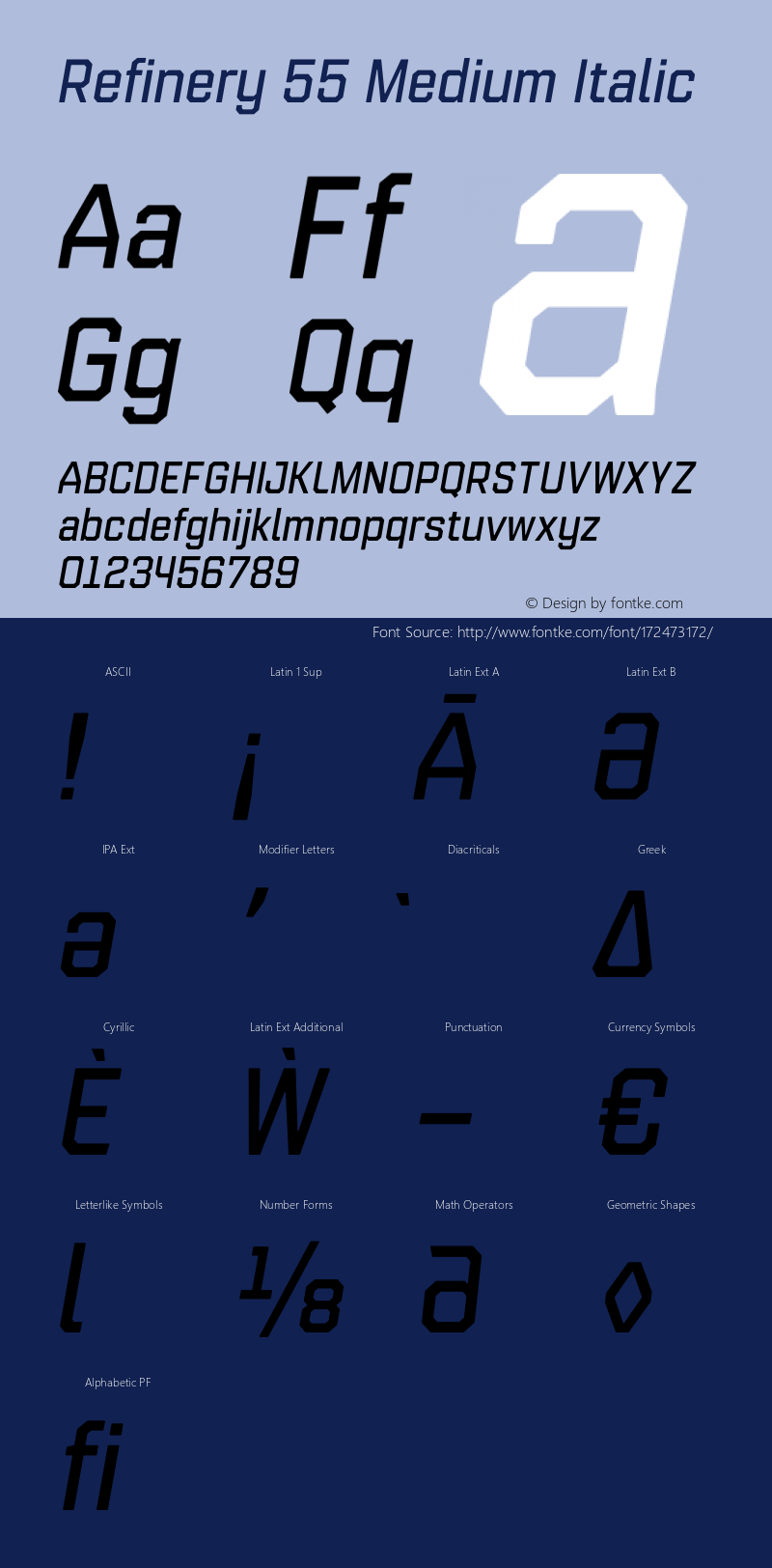 Refinery 55 Medium Italic Version 1.000;hotconv 1.0.109;makeotfexe 2.5.65596图片样张