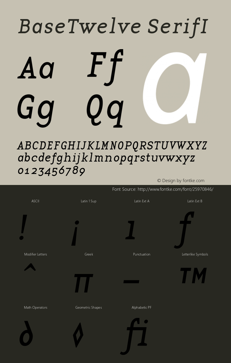 BaseTwelveSerifI Version 001.000 Font Sample