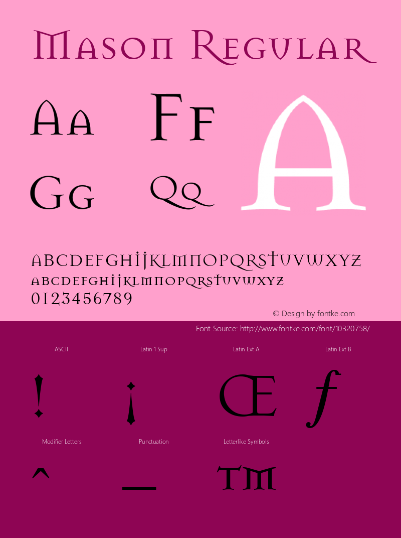 Mason Regular Altsys Fontographer 3.5  3/24/94 Font Sample