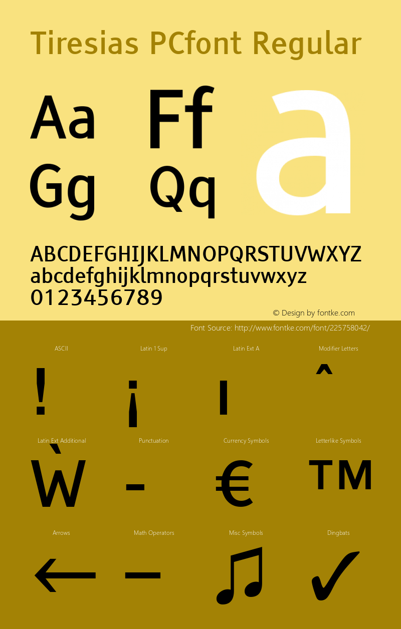 Tiresias PCfont Version 1.0; 2000; initial release图片样张