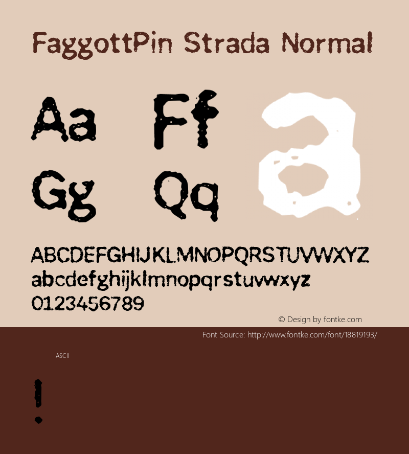 FaggottPin Strada Normal Version 1.000 Font Sample