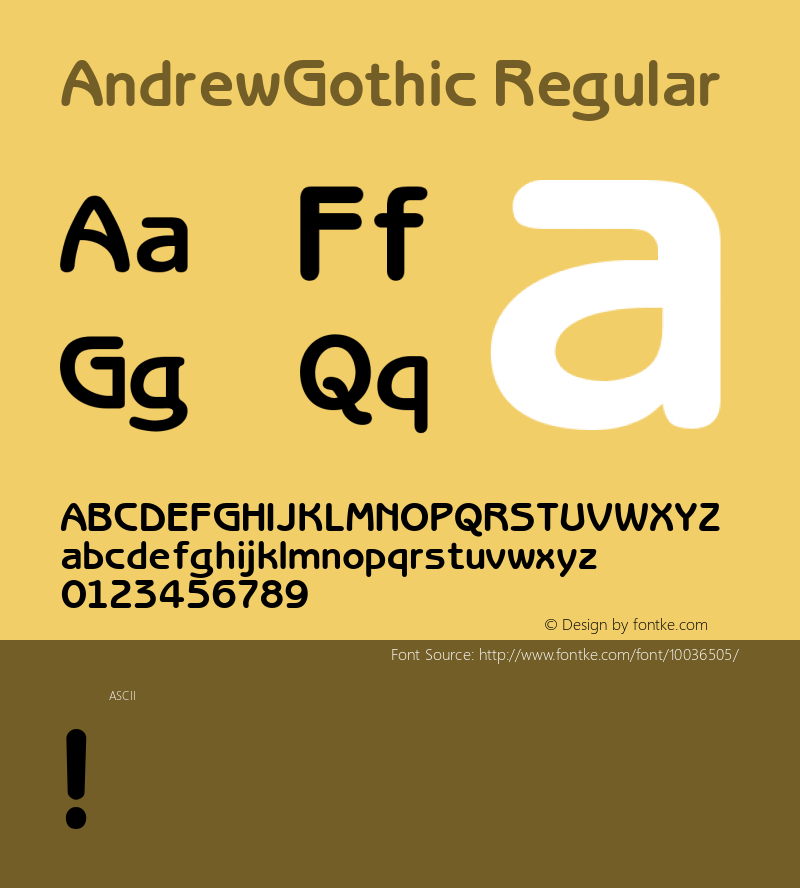 AndrewGothic Regular Unknown Font Sample