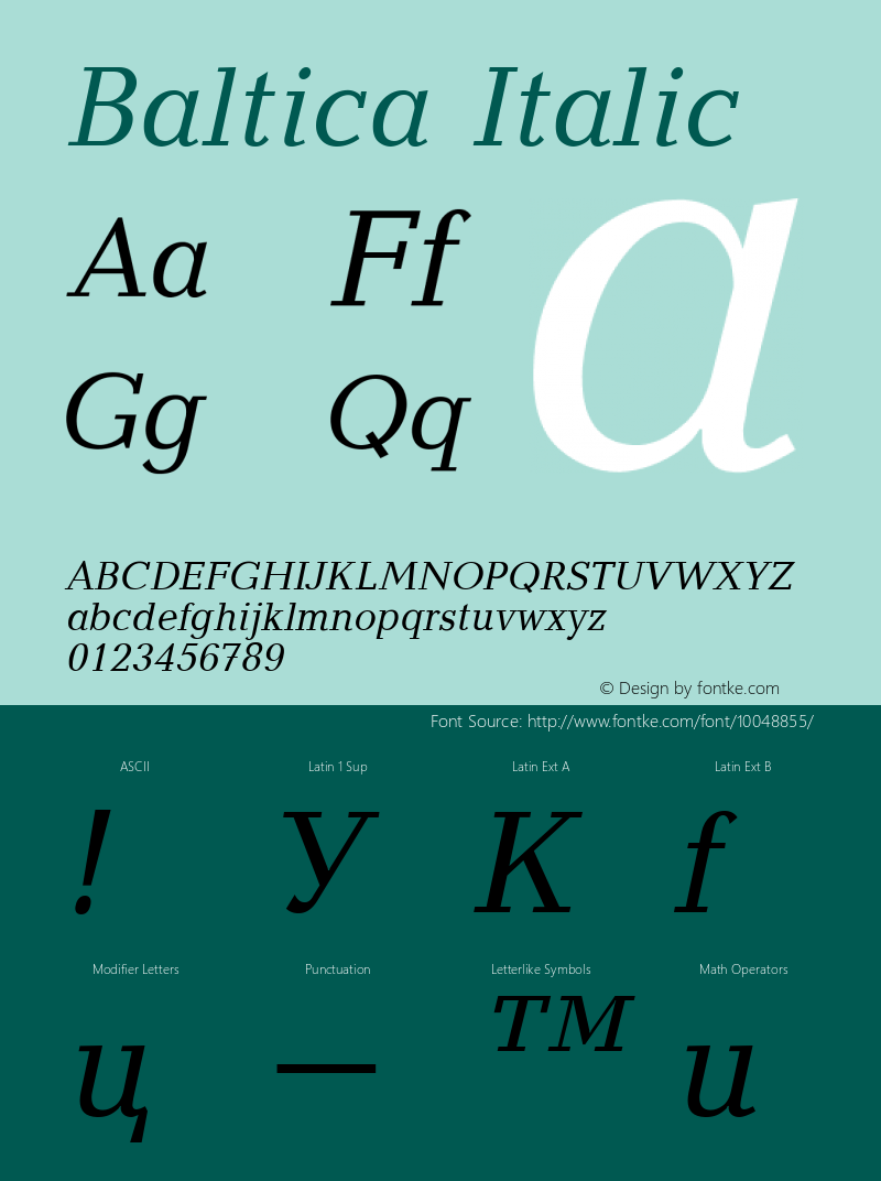 Baltica Italic 001.001 Font Sample