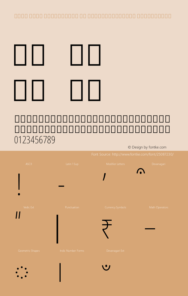 Noto Sans Devanagari UI ExtraCondensed ExtraLight Version 2.000 Font Sample