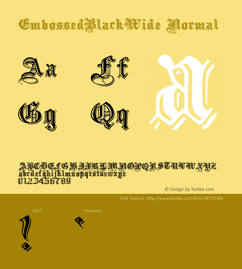 EmbossedBlackWide Normal Version 1.000 Font Sample