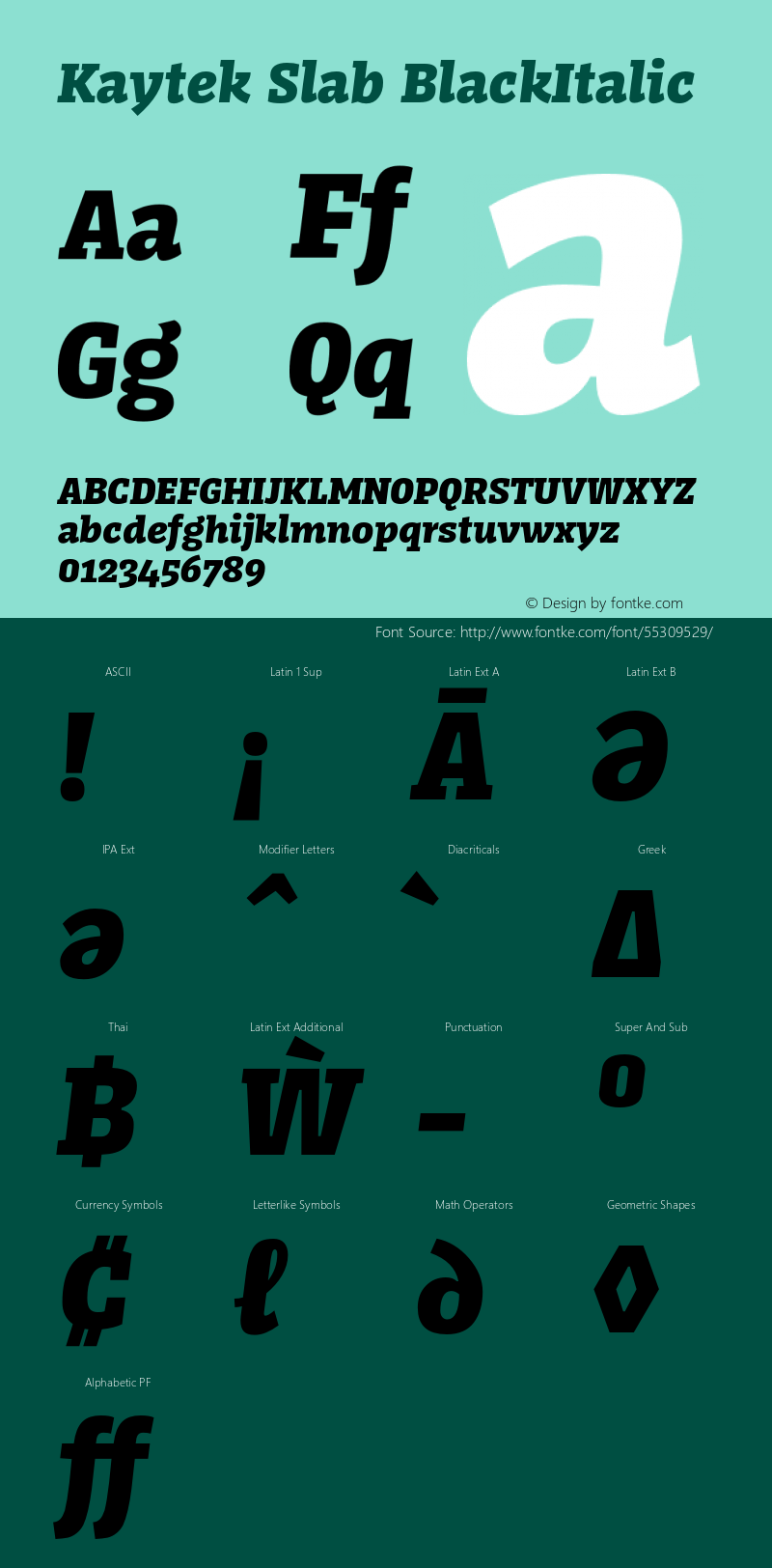 KaytekSlab-BlackItalic Version 1.00 Font Sample