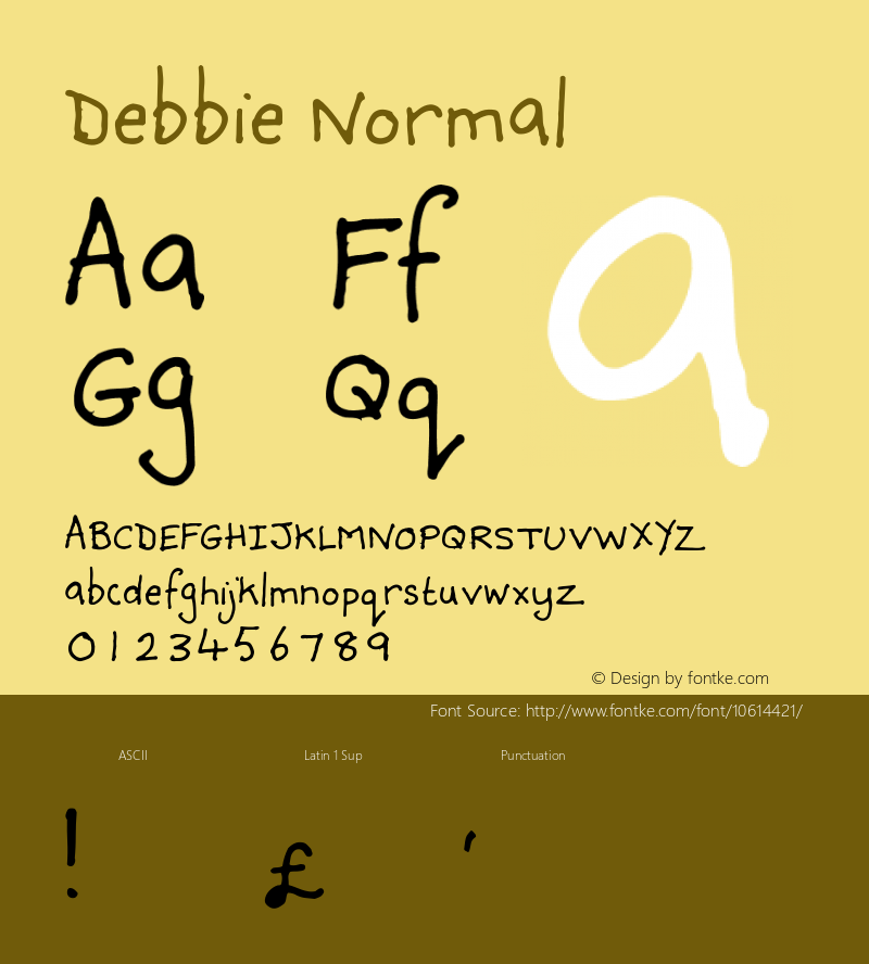 Debbie Normal Unknown Font Sample