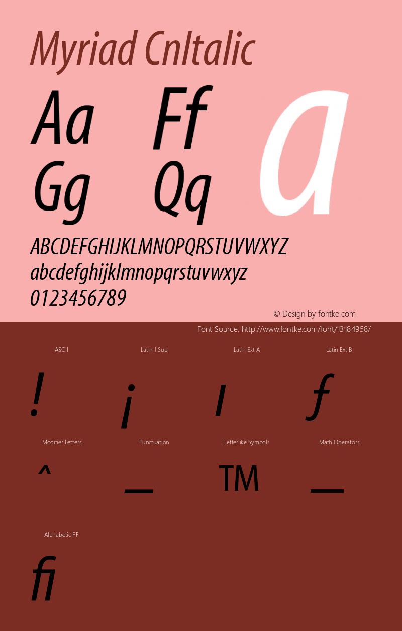 Myriad CnItalic Version 001.000 Font Sample