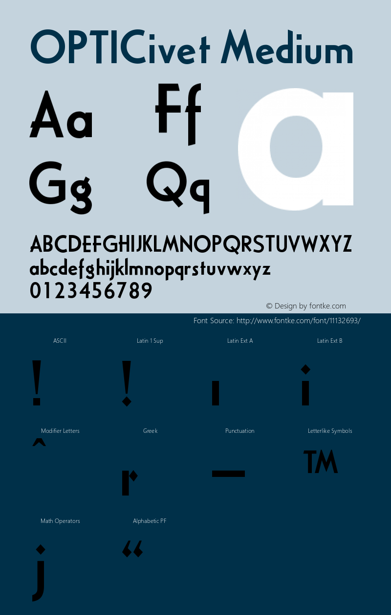 OPTICivet Medium Version 001.000 Font Sample