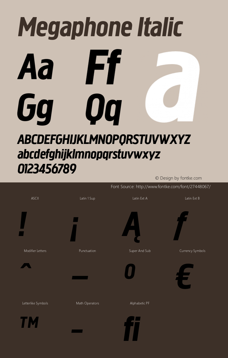 Megaphone-Italic Version 1.001 Font Sample