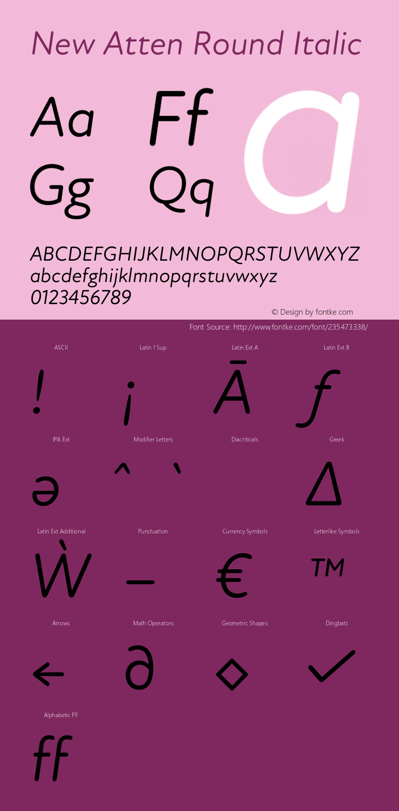 New Atten Round Italic Version 1.101;hotconv 1.0.109;makeotfexe 2.5.65596图片样张