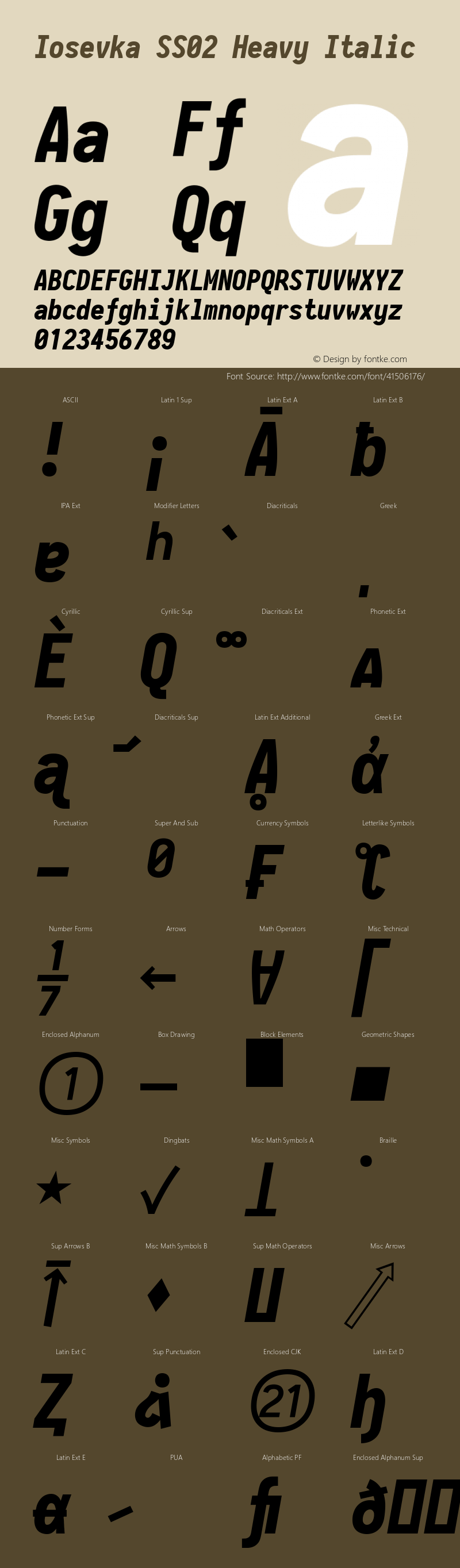 Iosevka SS02 Heavy Italic 2.3.1; ttfautohint (v1.8.3) Font Sample