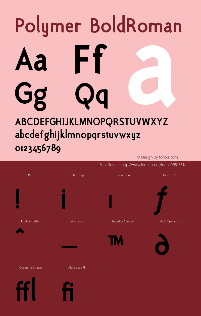 Polymer BoldRoman Version 001.000 Font Sample