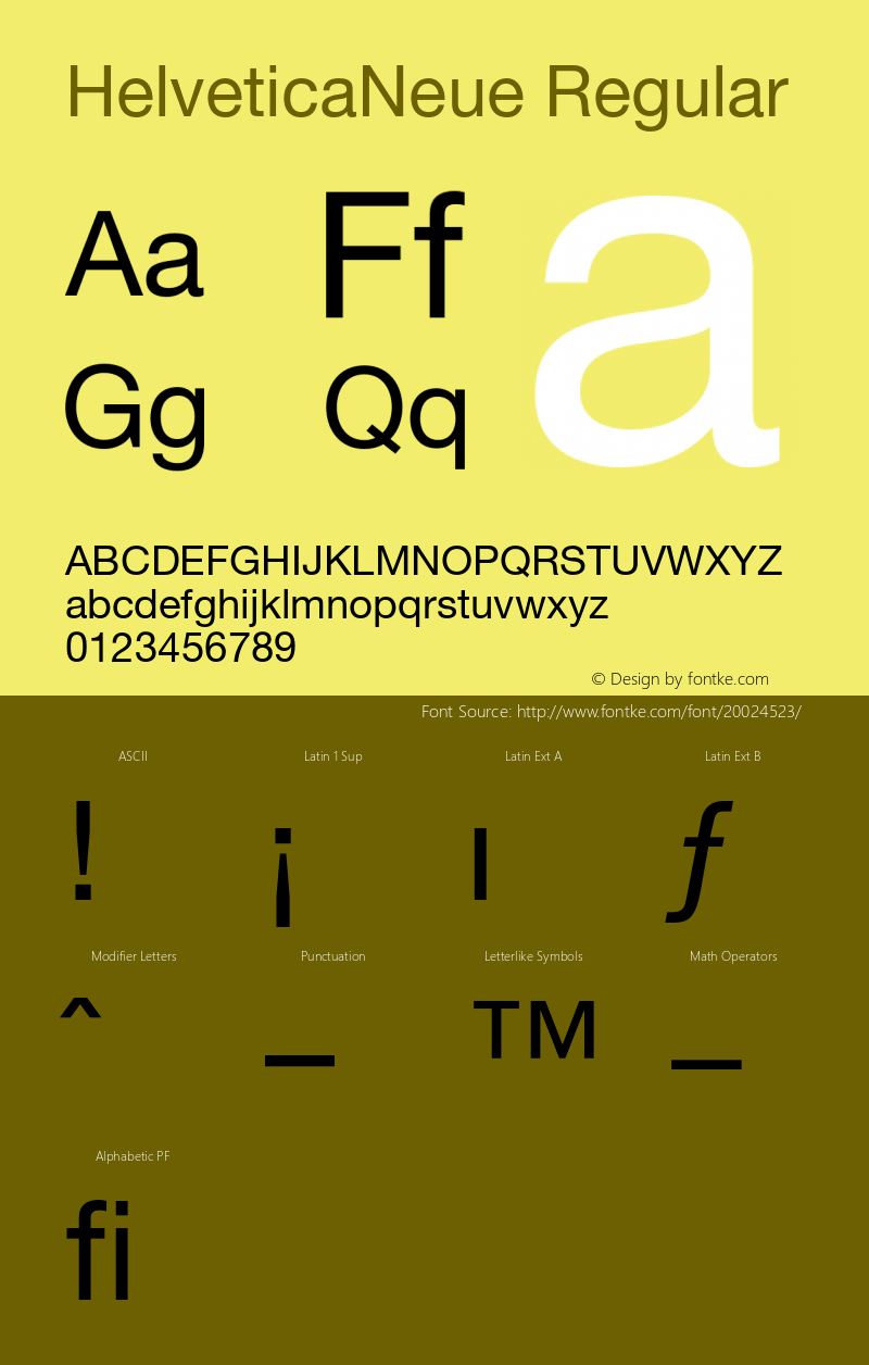 HelveticaNeue-Roman 001.100 Font Sample