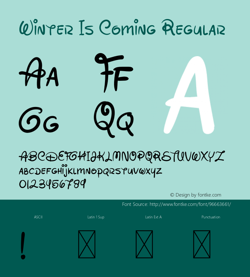 WinterIsComingRegular Version 1.001;Fontself Maker 3.5.3 Font Sample