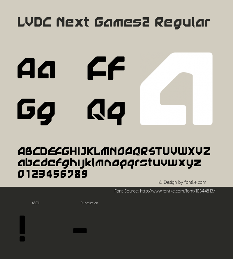 LVDC Next Games2 Regular Macromedia Fontographer 4.1J 08.6.17 Font Sample