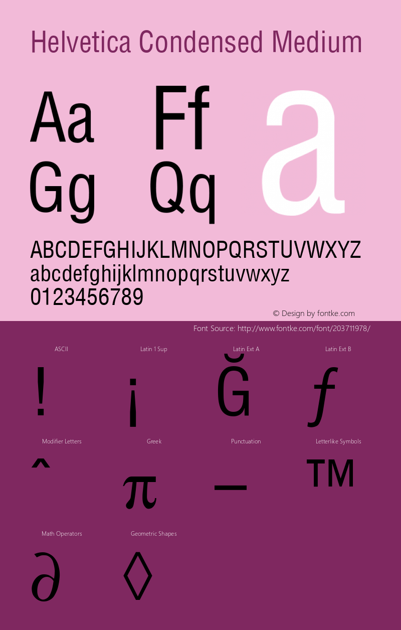 Helvetica Condensed Medium Version 001.000图片样张