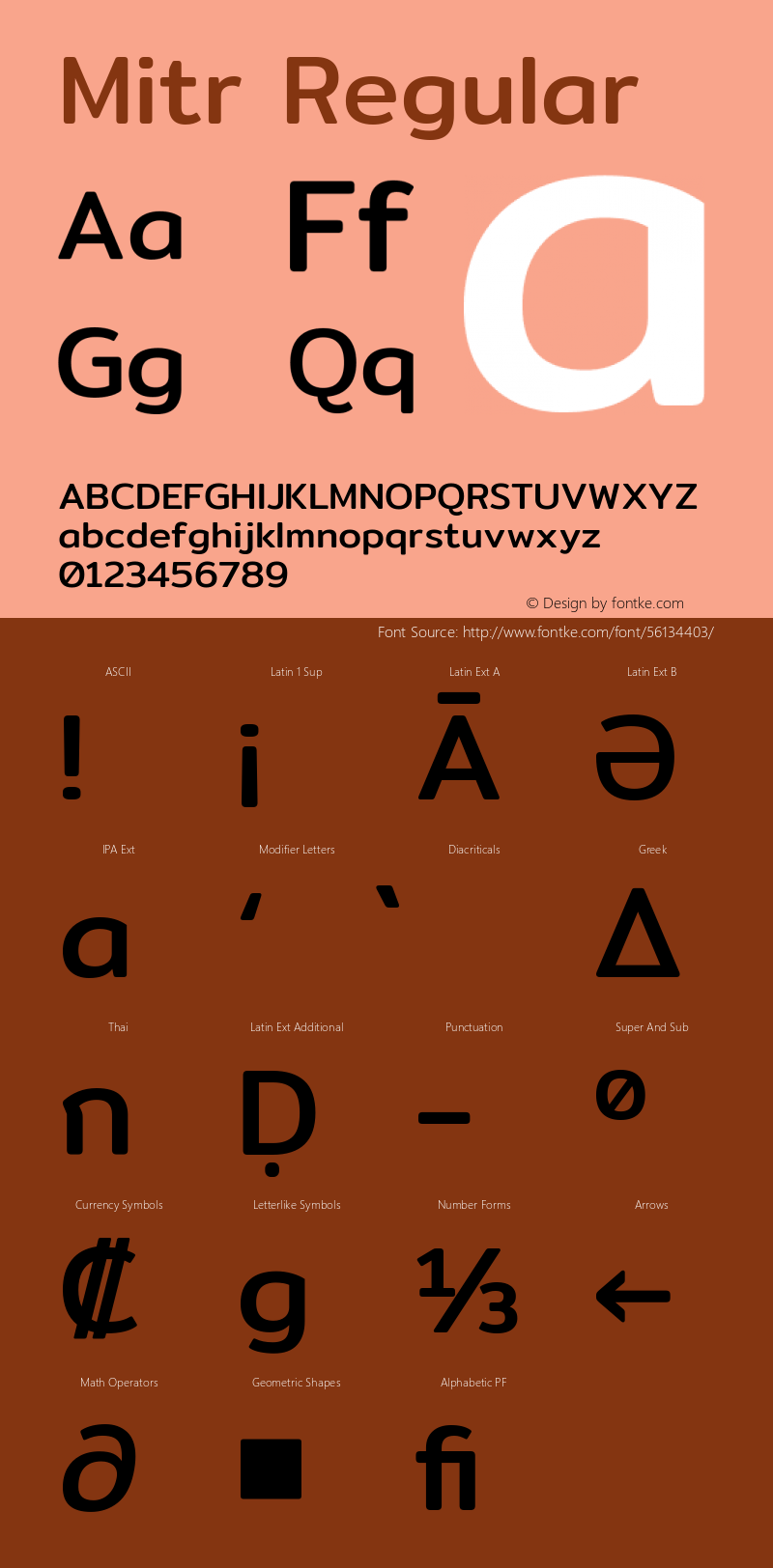 Mitr Regular Version 1.003 Font Sample