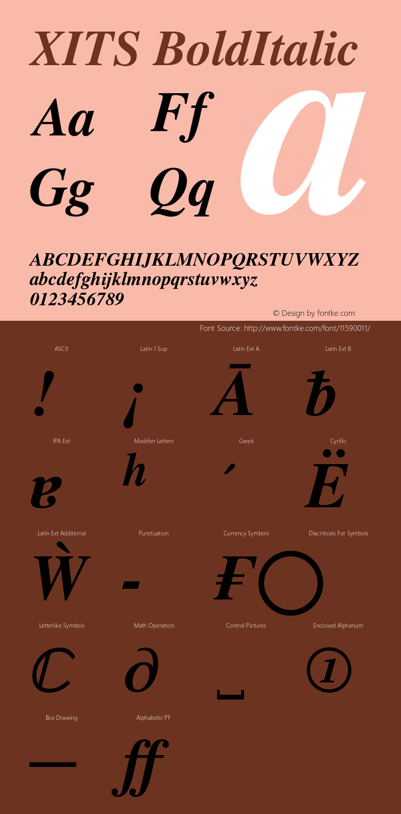 XITS BoldItalic Version 1.010 Font Sample