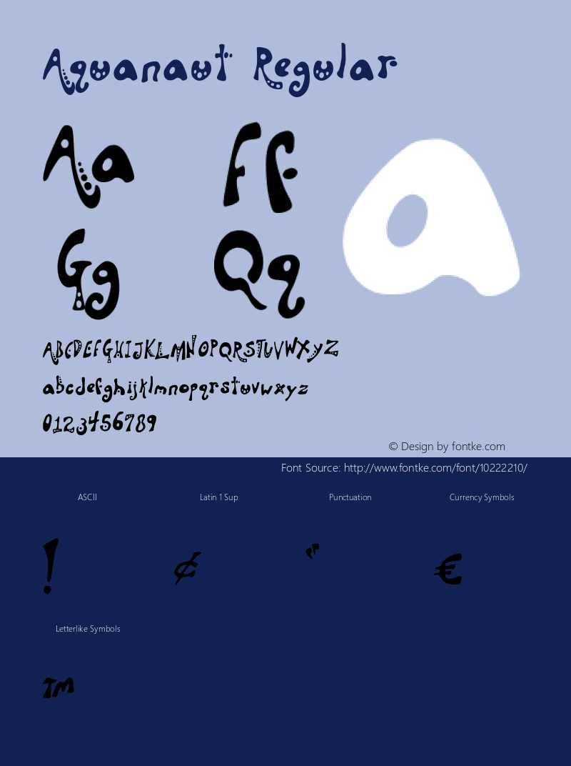 Aquanaut Regular Amy Hollen Font Sample