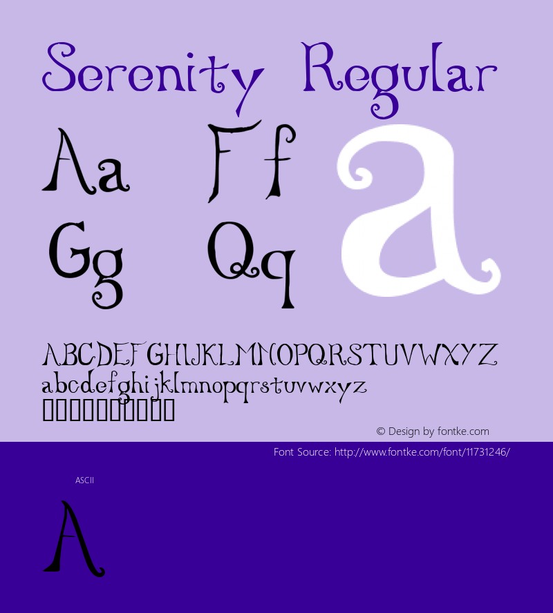 Serenity Regular Fontographer 4.7 12/5/11 FG4M­0000004380 Font Sample