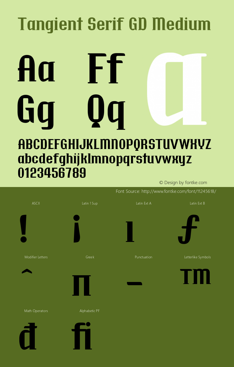 Tangient Serif GD Medium Version 001.000 Font Sample