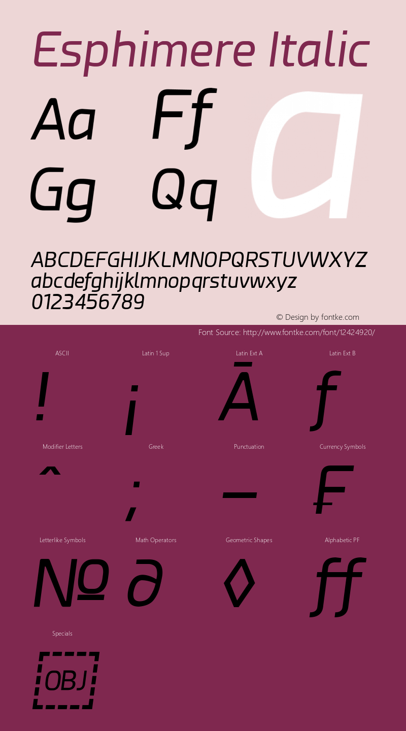 Esphimere Italic Version 1.10 October 16, 2015 Font Sample