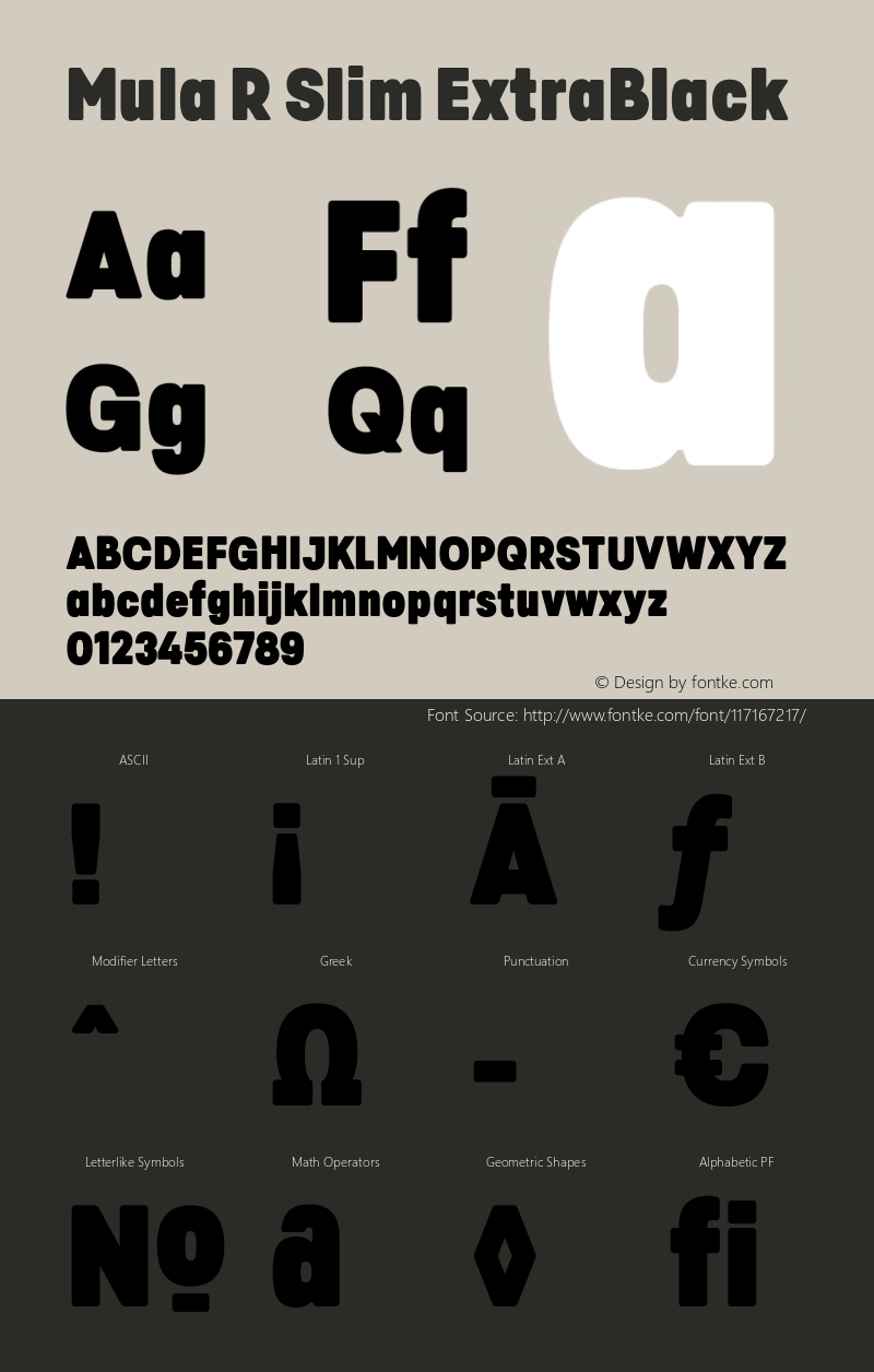 MulaRSlim-ExtraBlack Version 1.000 Font Sample