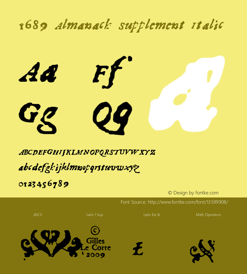 1689 Almanach Supplement Italic Version 1.000 Font Sample