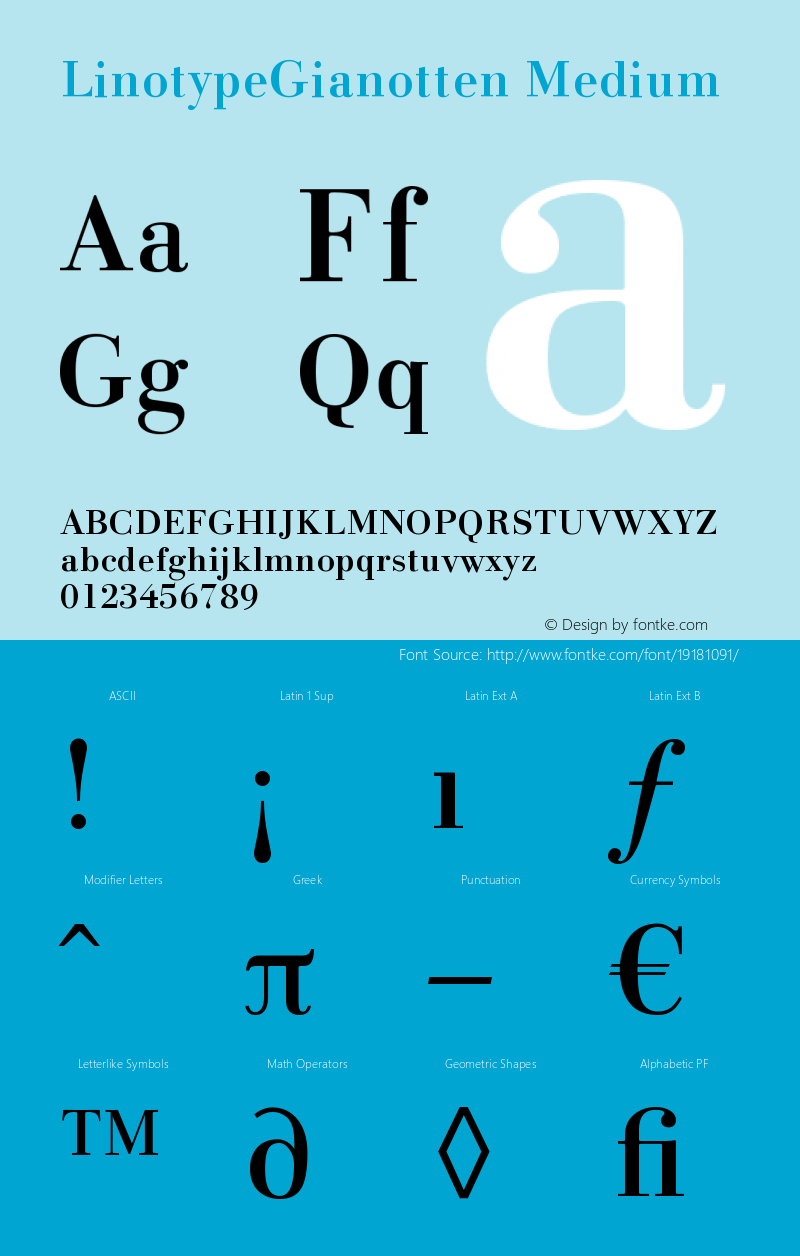 LinotypeGianotten-Medium Version 005.000 Font Sample