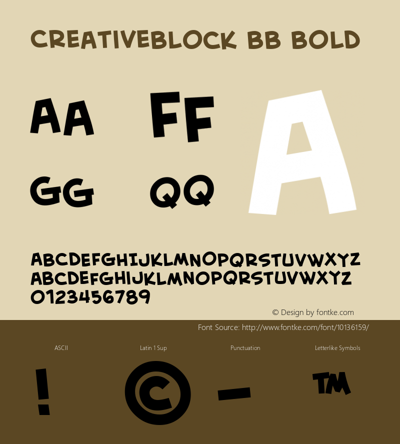 CreativeBlock BB Bold Macromedia Fontographer 4.1 11/23/04 Font Sample