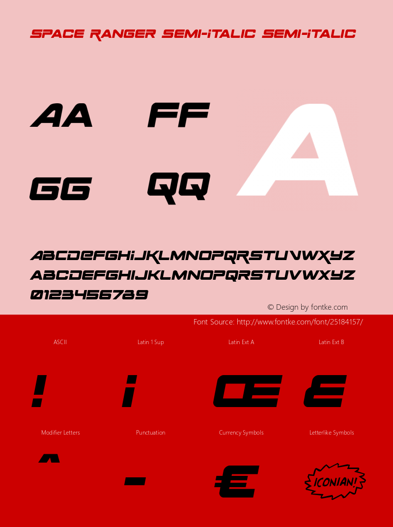 Space Ranger Semi-Italic Version 2.0; 2018 Font Sample