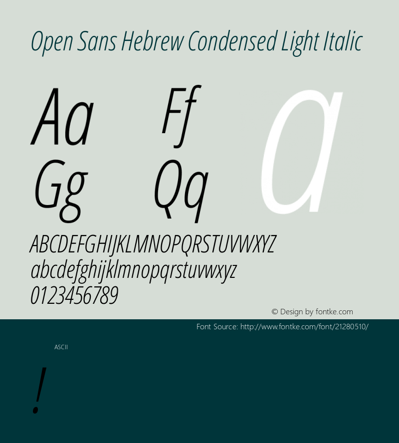 Open Sans Hebrew Condensed Light Italic  Font Sample