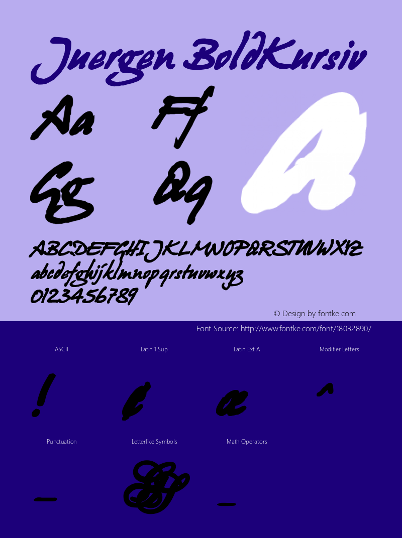 Juergen BoldKursiv Version 2.2; 1999 Font Sample