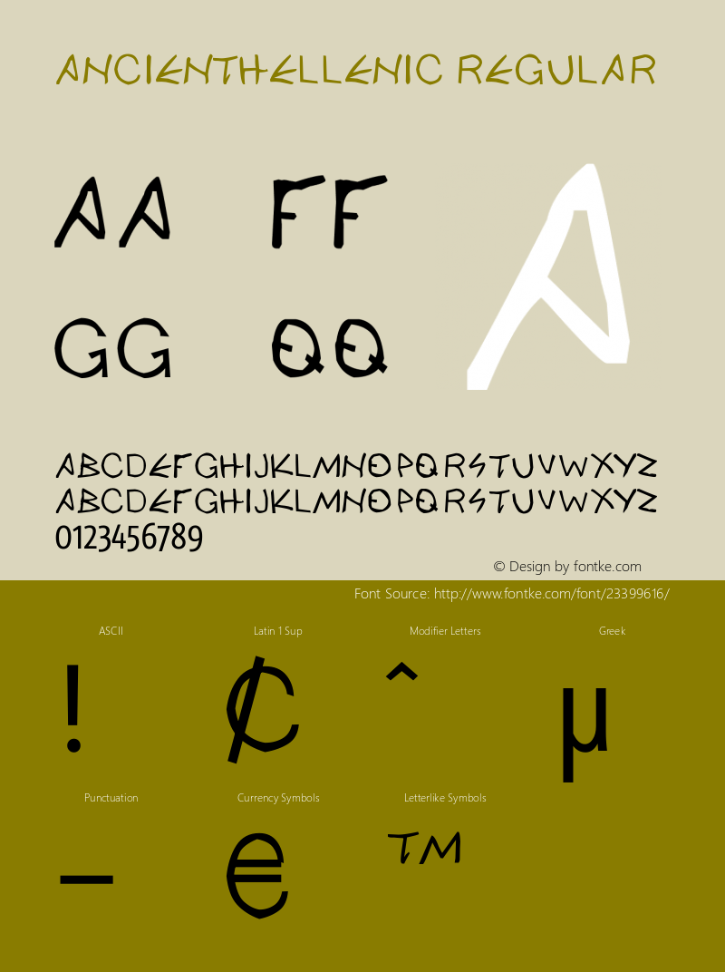 ancientHellenic Regular 001.003 Font Sample