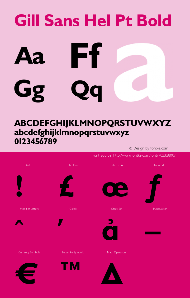 Gill Sans Hel Pt Bold Version 4.301;PS 004.003;hotconv 1.0.38 Font Sample