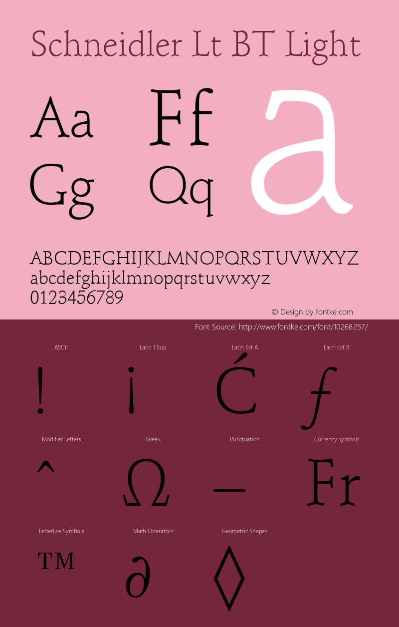 Schneidler Lt BT Light mfgpctt-v1.59 Friday, March 5, 1993 10:46:48 am (EST) Font Sample