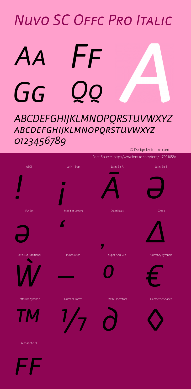 Nuvo SC Offc Pro Italic Version 7.504; 2009; Build 1020 Font Sample