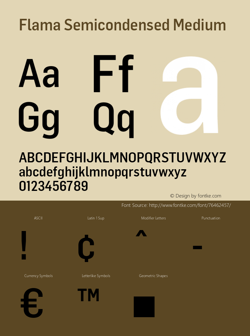 Flama Semicondensed Medium Regular Version 1.000 Font Sample