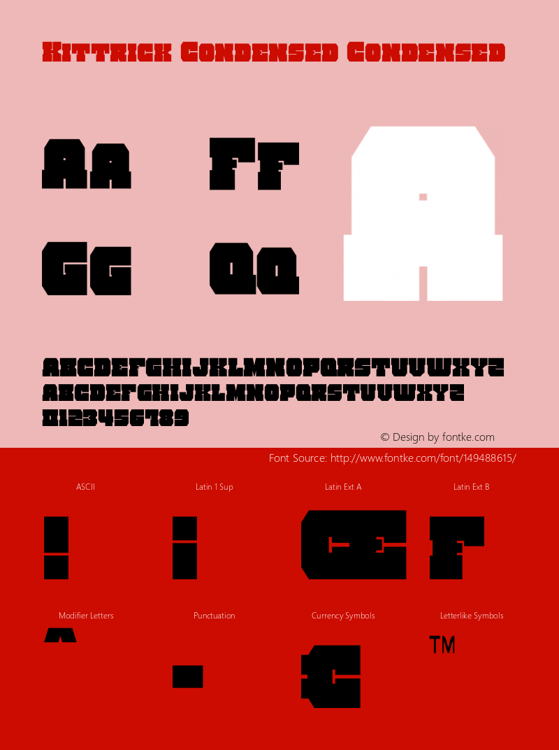 Kittrick Condensed Version 1.0; 2019 Font Sample