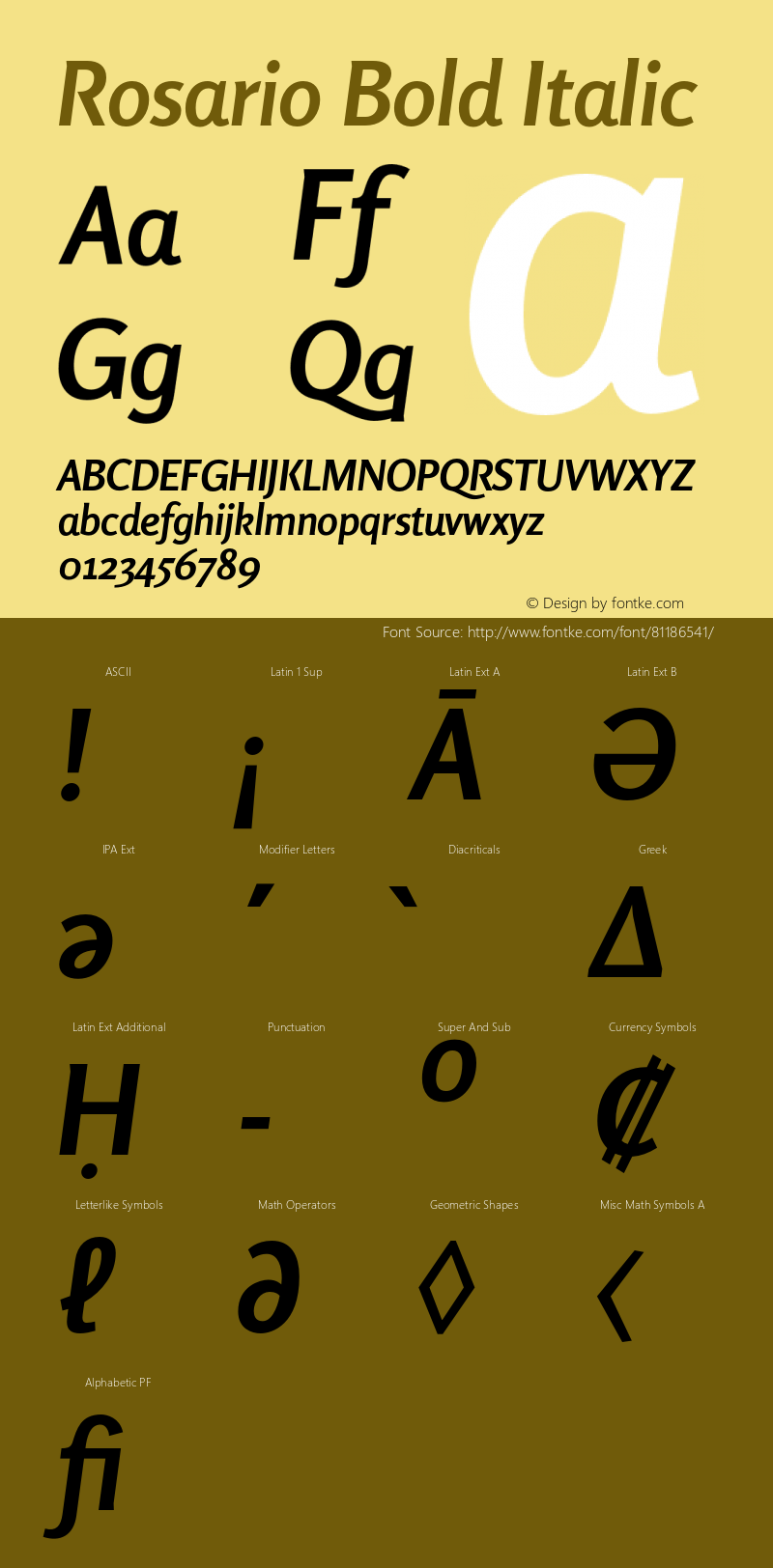 Rosario Bold Italic Version 1.004;PS 001.004;hotconv 1.0.88;makeotf.lib2.5.64775 Font Sample