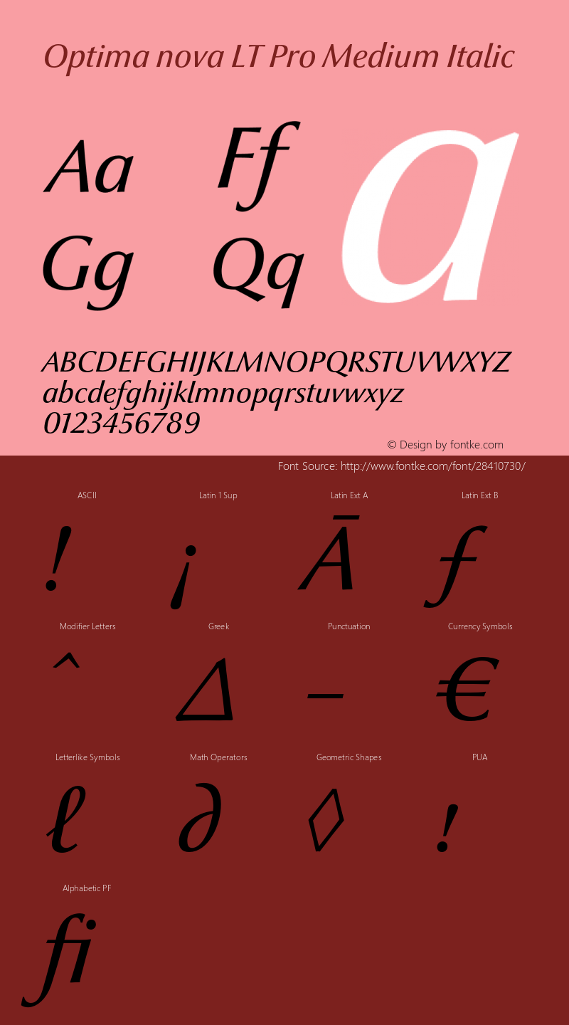 OptimaNovaLTPro-MediumIta Version 1.200;PS 001.002;hotconv 1.0.38 Font Sample