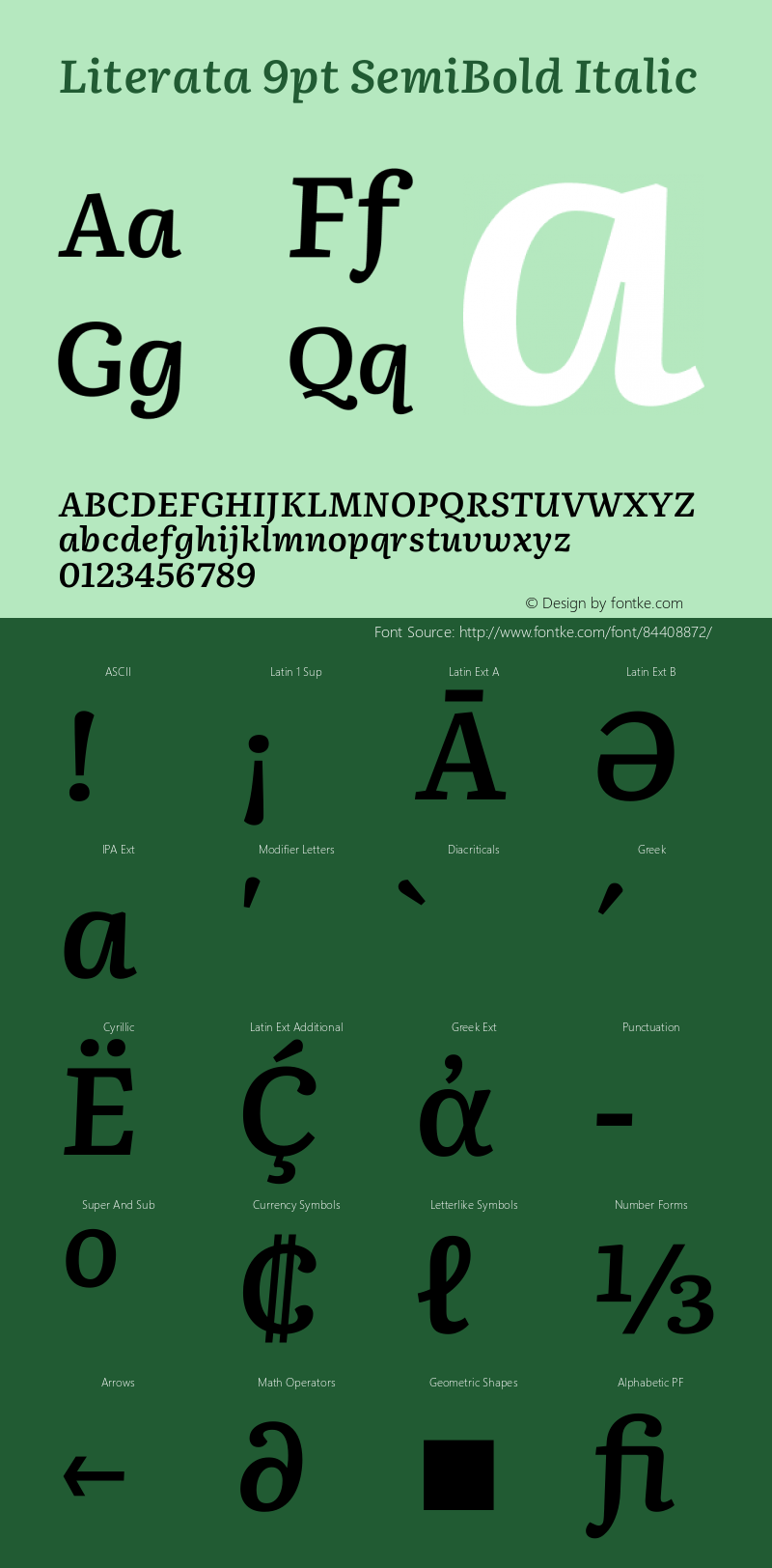 Literata 9pt SemiBold Italic Version 3.002 Font Sample