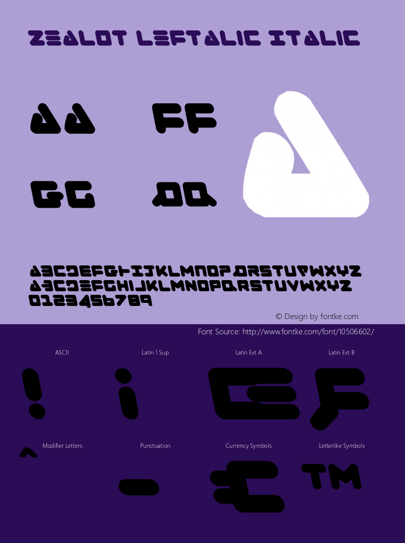 Zealot Leftalic Italic 001.000 Font Sample