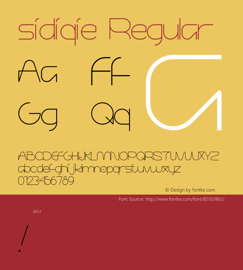 sidiqie Regular Version 1.000 Font Sample